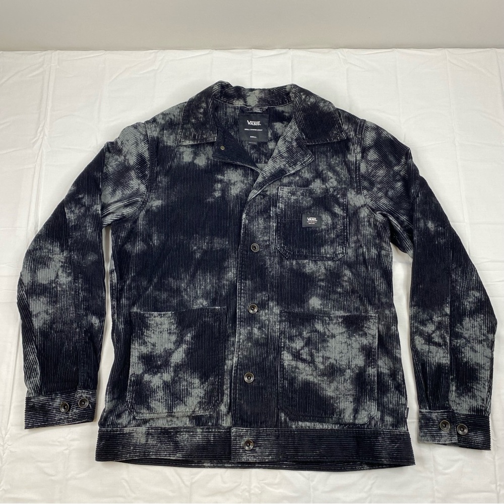 Vans Jacket Drill Chore Coat Men’s Size Small Black Corduroy Tie Dye Cotton